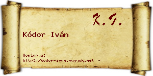 Kódor Iván névjegykártya